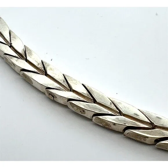 Designer RAJU 925 Sterling Silver Mexico Heavy Arrow Wheat Chain Link Necklace